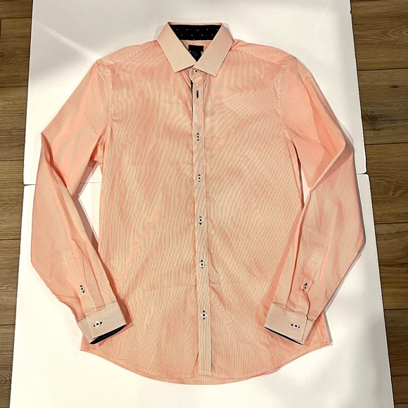 H&M Orange Pin Stripe Men's Button Down Dress Shirt -Size M - Picture 1 of 5